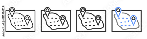 The Ultimate journey map Styles with Variations Line of icon set vector illustration