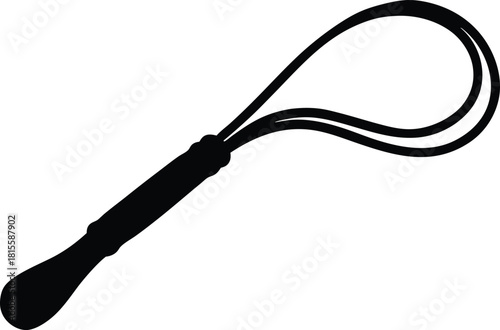 Whip Silhouette – Leather Whip Vector Icon. Whip Icon – Rope Whip Silhouette Design