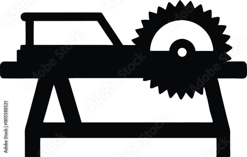 Table Saw Silhouette – Woodworking Machine Vector Icon