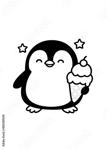Chubby-Penguin-with-Ice-Cream-Cone