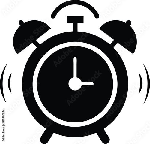 Retro Alarm Clock Illustration – Classic Clock Silhouette Graphic