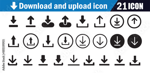 Download and Upload Arrow Icon Set.  Interface Symbols