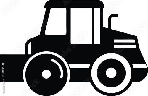 Road Roller Silhouette – Construction Vehicle Vector Icon