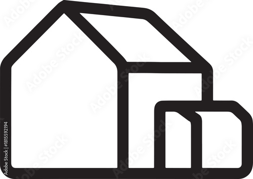 Vector illustration of a gas station icon and house symbol sign for real estate and residential building design concept