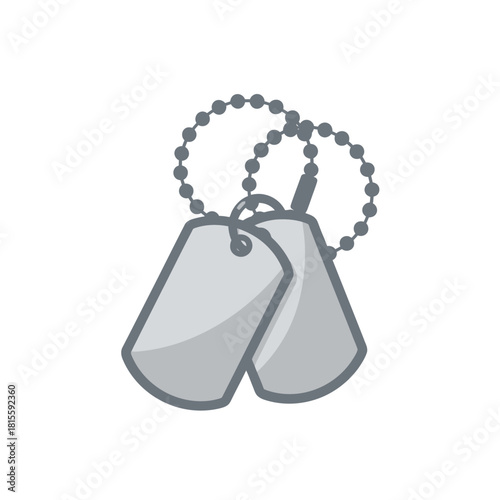 Minimalist Military Dog Tags Vector | Flat Design Army ID Necklace Illustration