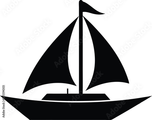 Simple black silhouette of a sailboat with two masts