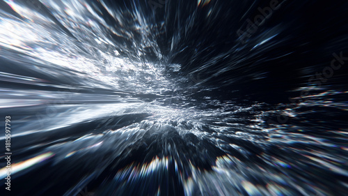 Abstract Blue Light Speed Tunnel with Motion Blur Effect
