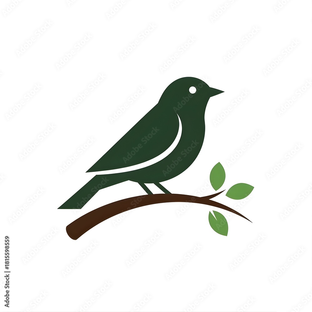 Obraz premium Elegant Bird on Branch Logo Design for Nature Conservation.