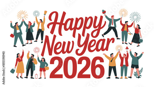 New Year's Eve Festivities 2026: A vibrant illustration that embodies the joy of the New Year, with people celebrating in anticipation of a fresh beginning.