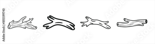 Vector illustration of driftwood logs in different shapes and sizes isolated