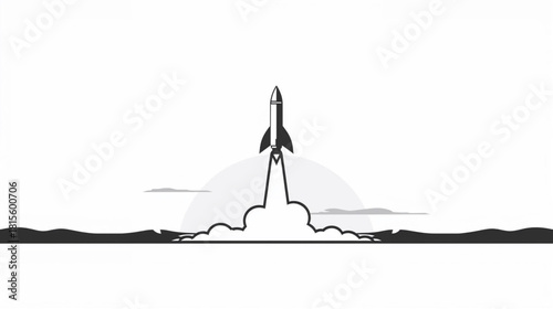  minimalist flat design landscape spaceship launch