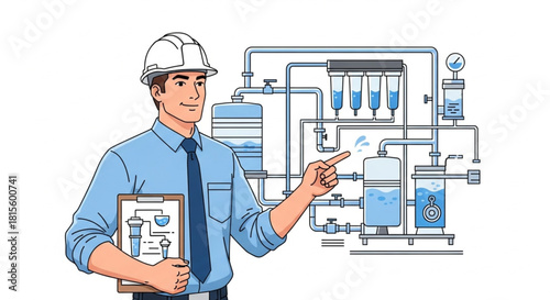 Water Plant Operator Managing Advanced Purification Equipment