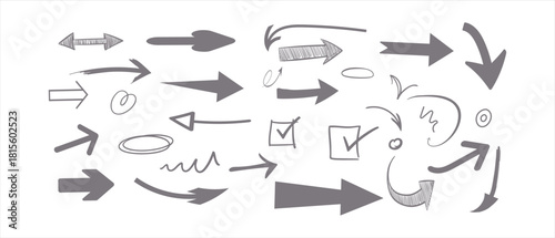 Hand drawn arrow collection vector set design elements for presentations