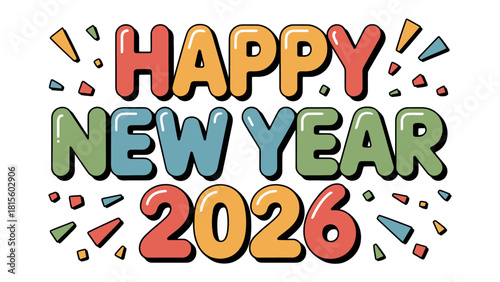 Happy New Year 2026 Celebration: A vibrant and colorful graphic banner announces the arrival of a new year, brimming with hope, excitement, and the promise of fresh beginnings. 