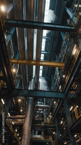 Wallpaper Mural Industrial Interior View Of Large Metal Pipes And Equipment With Steam And Lighting Torontodigital.ca