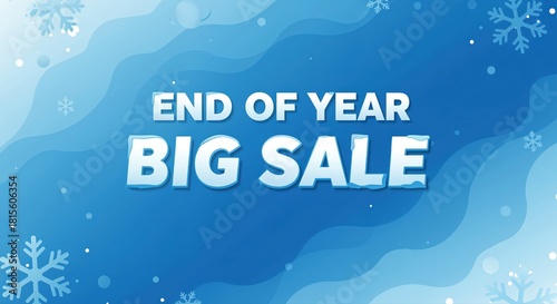 Winter Sale: The promotional design for the end-of-year sale uses winter themes like snowflake and waves, against a gradient background