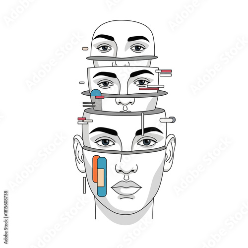 Deconstructed Identity: Layered Portrait Exploration of Self Perception and Individuality