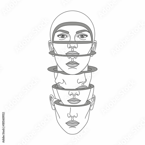 Deconstructed Identity: A Graphic Exploration of Facial Fragmentation and Self Perception