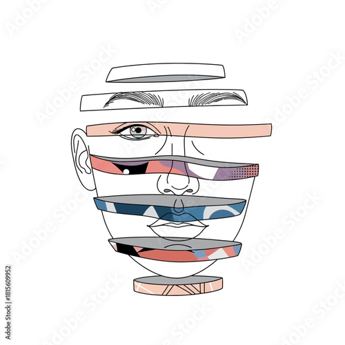 Deconstructed Identity: A fragmented portrait exploring self perception and individuality