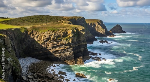 Dramatic Coastal Cliffs of Ireland - A Scenic Seascape.