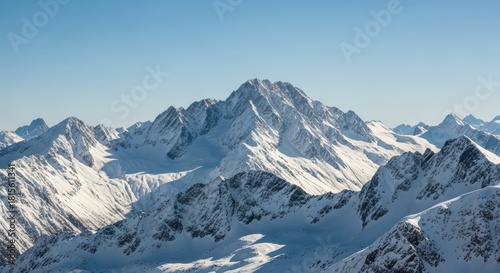 Wallpaper Mural Majestic snow-covered mountain peaks under clear blue sky Torontodigital.ca