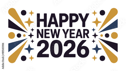 Festive Greetings: Happy New Year 2026: An elegant design, sending warm wishes for a joyful New Year, radiating positivity and excitement for the year ahead.