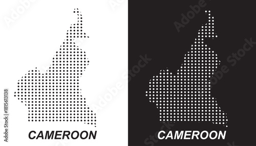 Cameroon Dotted Map, Halftone Style Modern Digital Outline of African Country Vector EPS