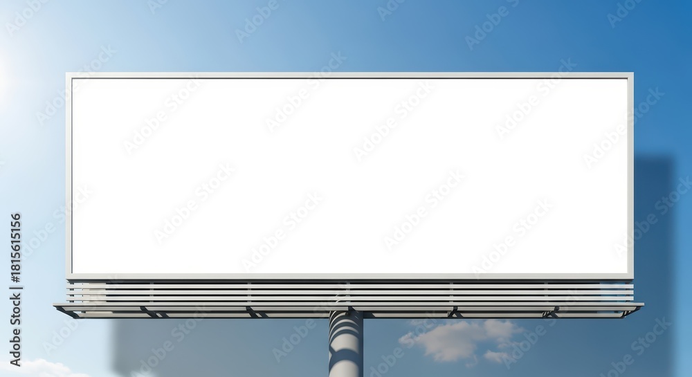 Fototapeta premium Large empty billboard against blue sky with cloud shadow
