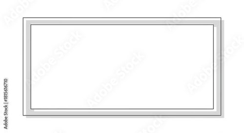 A Realistic Digital Illustration of a Blank Rectangular Frame with a Subtle Beveled Edge and a Soft Shadow, Ideal for Text or Image Placement
