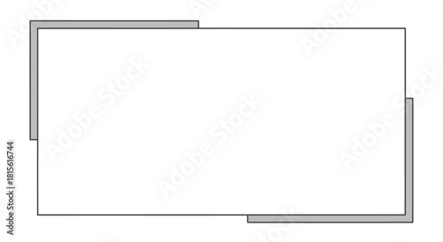 Simple rectangular frame with a modern minimalist design featuring overlapping corners, an isolated vector graphic for text and layout