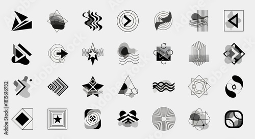 Modern geometric element collection, scalable vector graphics for logo design, abstract art and brand identity, perfect for creative projects and visual communication