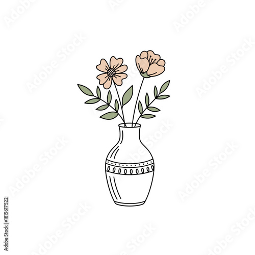 Delicate blossom arrangement in a patterned vase showcasing elegant botanical artistry simple