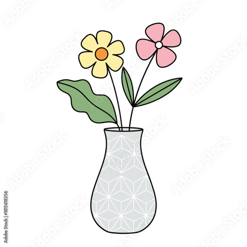 Elegant floral arrangement in geometric vase radiates subtle charm and simple artistry