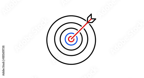 Target with arrow illustration, aiming for success and achieving goals. Focus and precision concept