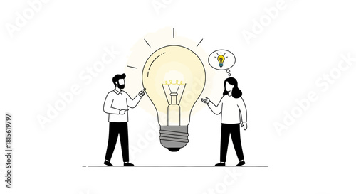 Brainstorming Session Teamwork Inspires Innovative Ideas Around a Lightbulb