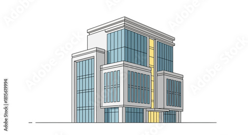 Contemporary Commercial Building Illustration with Clean Architectural Lines