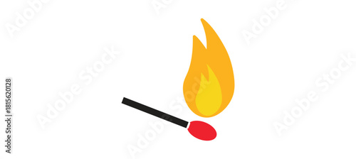 Matchstick fire with flame symbol.