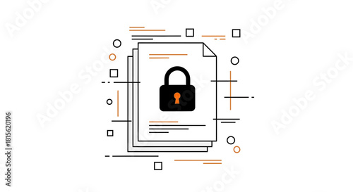 Secured Document Icons Data Protection & Confidentiality Illustration