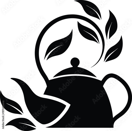 “Serene Tea Silhouette with Natural Elements – Calm, Relaxing Beverage Art”