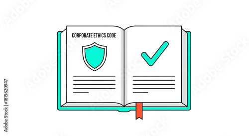 Corporate Ethics Code Illustrated Shield and Checkmark Symbolizing Compliance and Integrity