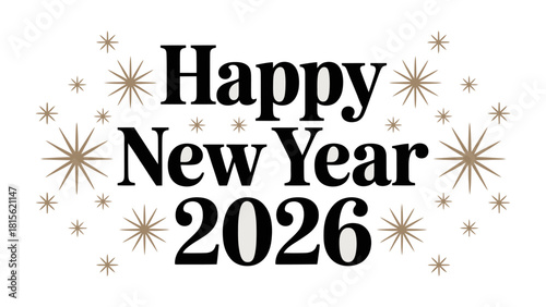 New Year's Greetings 2026: Festive New Year's card design featuring a celebratory message, symbolizing fresh starts, resolutions, and joyous anticipation for the upcoming year. 