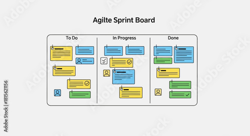 Agile Sprint Board Project Management Workflow Illustration