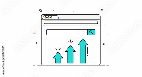 Website SEO Growth Arrows Pointing Up in Browser Window