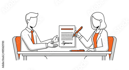 Business deal illustration Signing a contract agreement with a pen for legal confirmation