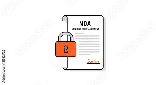 Secure non-disclosure agreement document illustration representing legal privacy, business secret protection, and confidential information security with a prominent padlock graphic