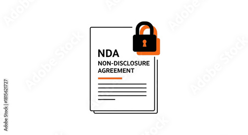 Secure non-disclosure agreement concept illustrating legal protection for confidential business information and private data with a padlock symbol