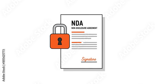 Non-Disclosure Agreement (NDA) document with padlock, symbolizing confidentiality, data privacy, and legal protection for sensitive business information