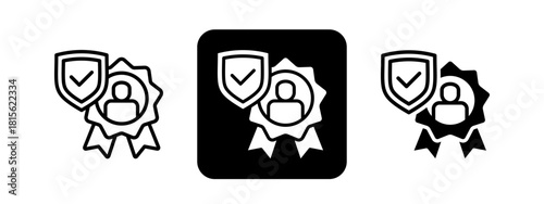 Trustworthiness Solid color and black line drawing vector illustration set