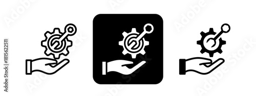 Service Solid color and black line drawing vector illustration set