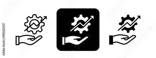 Efficiency Solid color and black line drawing vector illustration set